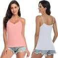 thumbnail image 3 of Women's V Neck Camisole with Shelf Bra Adjustable Straps Cotton Bras 2 Pack Bras, 3 of 6