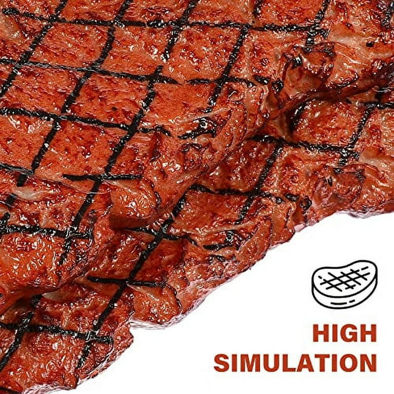Toyvian 4-Piece Artificial Fake Steak Meat Props - Realistic Fake Beef & Pork For Display & Photography