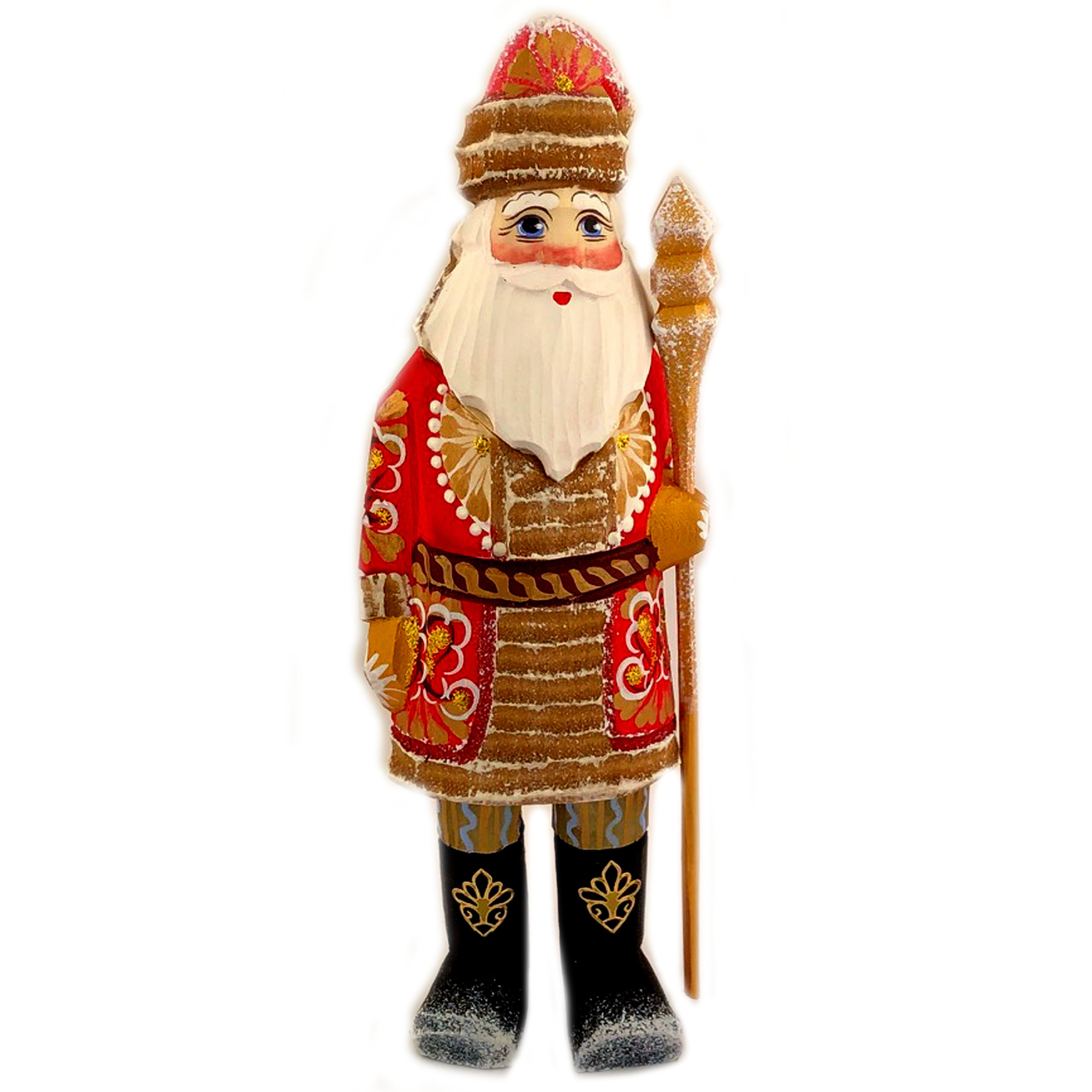 Wooden Russian Carved Santa Christmas gift Hand carved and painted Cristmas decor 10,5 inches'