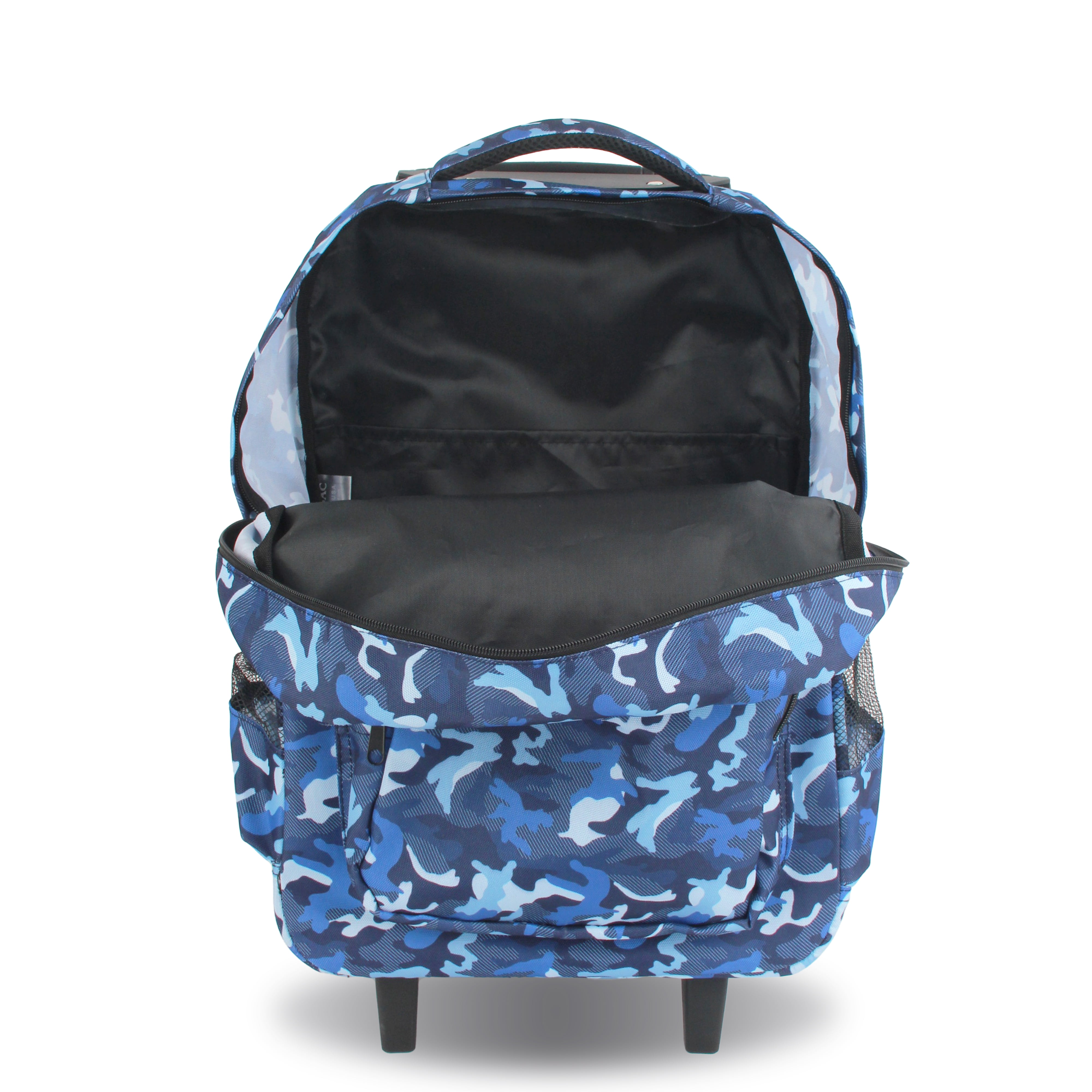 SPOSAC 19" Unisex Rolling Backpack For School And Travel, Blue Camo