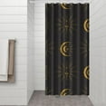 thumbnail image 3 of Mystical Moon Sun Shower Curtain with Celestial Gothic Star Print, Golden Spiritual Astrology Pattern Waterproof Curtain with Hooks, Cosmic Night Aesthetic for Guest or Dorm Bathroom, 3 of 5