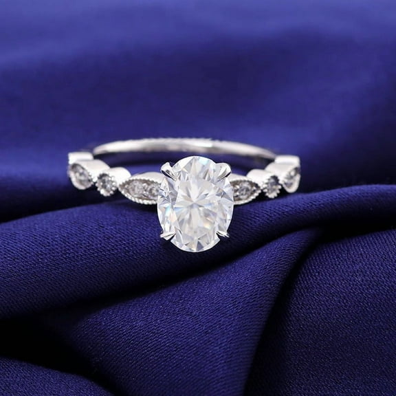 solitaire jewels 1.75CT Art Deco Oval Moissanite Engagement Ring For Women, 14K Yellow Gold