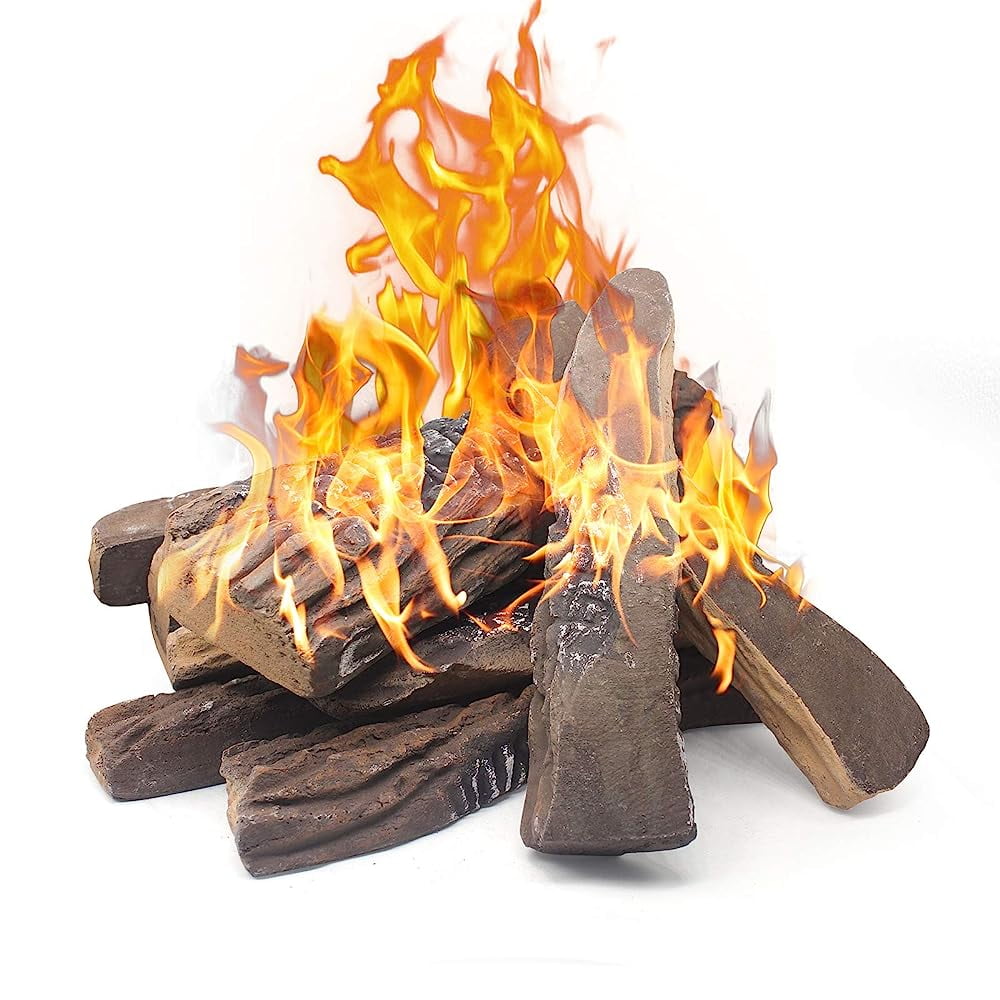 Heyfurni Gas Fireplace Logs,10pcs Large Faux Firepit Logs,Decorative Ceramic  Wood Log Set for Indoor Outdoor Gas Insets, | Walmart Canada