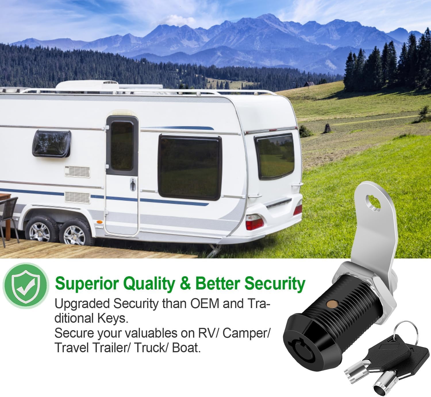 2 Pack Cabinet Lock with Keys, 1" RV Storage Locks Keyed Alike, RV Locks for Storage Door, Camper Toolbox RV Cam Locks with Manual(Black, 2Pack, 1 Inch)