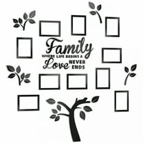 LAMIRO Family Tree Wall Decal Acrylic DIY Wall Decor Living Room Family Tree Wall Decor Sticker Removable Wall 3D Picture Frames Collage Wall Decor 47 x 47" (Black)