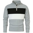 thumbnail image 1 of Blusa y camisa de manga larga con cuello alto para hombre, estilo informal, media cremallera, bloqueo de color, cuello alto, manga larga, abrigo de poliéster para hombre, 1 of 8