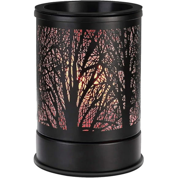 Fragrance Wax Melts Warmer With 7 Colors Led Changing Light Classic Black Forest Design Scent Oil Candle Warmer