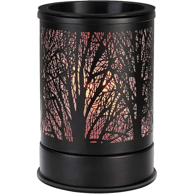 Chauffe-cire pour Fondants Parfumés avec Lumière DEL Changeante à 7 Couleurs, Design Classique Forêt Noire, Chauffe-Bougie à Huile