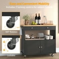 thumbnail image 6 of Rolling Kitchen Island with Storage Cabinet & 2 Drawers, 35.4" W Mobile Kitchen Cart with Wood Top, Portable Mobile Kitchen Island with Lockable Wheels, Towel Rack and Adjustable Shelves, Black, 6 of 9