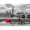 thumbnail image 2 of Frank, Assaf 14x12 Black Ornate Wood Framed with Double Matting Museum Art Print Titled - Red hat and bicycle on Thames promenade, London, UK, 2 of 4