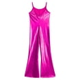 thumbnail image 6 of CHICTRY Kids Girls Shiny Bell-Bottomed Full Bodysuit Metallic Jazz Dance Unitard Sleeveless Gymnastics Jumpsuit Hot Pink 10, 6 of 7