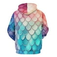 thumbnail image 3 of Colorful Gradient Fish Scale Texture Mermaid Men's Women Vintage 3D Hooded Sweatshirt - All-Season Loose Fit Streetwear, 3 of 6