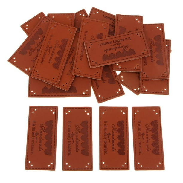 20pcs PU Leather Tags, PU Leather Labels Handmade Leather Labels, Handmade Leather Labels Tags, DIY Sewing Clothes Craft 25 × 55mm - C C