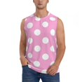 thumbnail image 2 of Fotbe Men's Pink And White Polka Dot Print Men's Sleeveless Muscle Tank Tops Casual T-Shirts for Gym Workout Beach-XX-Large, 2 of 8