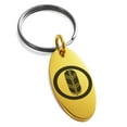 thumbnail image 1 of Stainless Steel Saigo Samurai Crest Engraved Small Oval Charm Keychain Keyring, 1 of 1