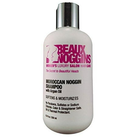 moroccan noggin best argan oil shampoo by beaux noggins restores damaged hair - controls frizz- increases shine and deeply nourishes - safe for all hair types & color treated