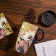 thumbnail image 4 of Topadorn Ceramic Mug Coffee Cups with Spill-Proof Lid Latte Mugs for Home and Office with Gift Box,White and Pink Flowers, 4 of 9