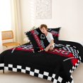 thumbnail image 4 of Catabedysis Personalized Letter Gifts Full Size Comforter Sets For Boys,Racing Print Alphabet Q Bedding Comforter Set,Black Reversible,3 Pieces,1 Comforter and 2 Pillowcases, 4 of 7
