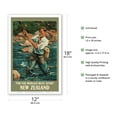 thumbnail image 2 of New Zealand - For the Worlds Best Sport - Trout Fly Fishing Angler - Vintage Travel Poster by Maurice Alec Poulton c.1936 - Master Art Print (Unframed) 12in x 18in, 2 of 4