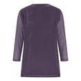 thumbnail image 3 of Women Crewneck Velvet T Shirts 3/4 Length Sleeves Pullover Casual Dressy 2026 Summer Velour Tunic Blouses, 3 of 4