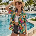 thumbnail image 4 of Garronmavis Hawaiian Plumeria Couples' Outfits Men's Button Up Shirt Comfortable Summer Beach Shirts and Women's Short Sleeve Shirts Light Hawaiian Party Blouse Tops, 4 of 8