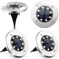 thumbnail image 1 of Paquete de 4 luces solares para suelo, 8 luces LED de disco con energía solar, iluminación exterior impermeable para jardín, patio, terraza, césped, camino, pasarela (blanco), 1 of 4