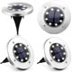 thumbnail image 1 of Paquete de 4 luces solares para suelo, 8 luces LED de disco con energía solar, iluminación exterior impermeable para jardín, patio, terraza, césped, camino, pasarela (blanco), 1 of 4