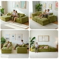 thumbnail image 3 of BYBYME 104"Modular Sectional Cloud Couch with Ottoman,Oversized L-Shaped Corduroy Sofa,Cloud Boneless Couch with Layered Cushion for Living Room,Green, 3 of 9