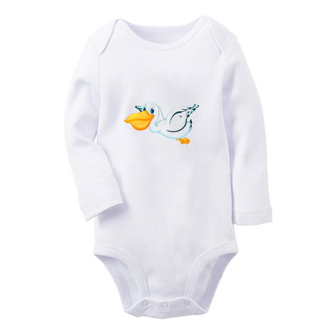 

iDzn® Little Baby Cute Rompers Newborn Babies Unisex Bodysuits Infant Animal Pelican Graphic Jumpsuits Toddler Kids Long Sleeve Oufits (White 0-6 Months)