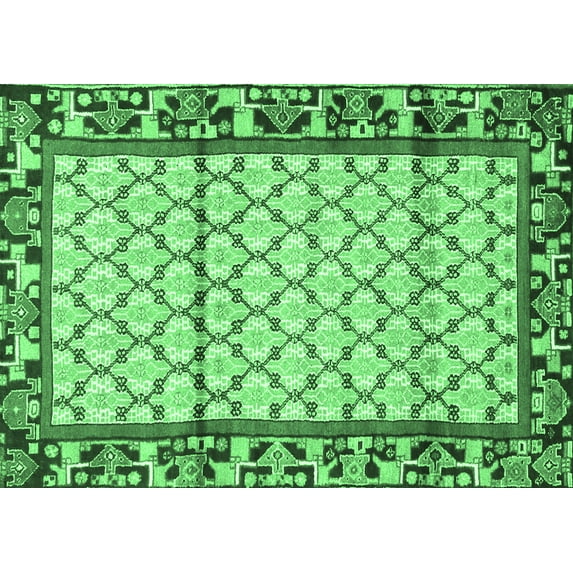 Ahgly Company Indoor Rectangle Persian Emerald Green Traditional Area Rugs, 2' x 5'