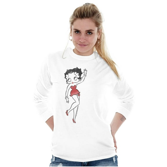 Retro Betty Boop Cartoon Wave Dancer Women's Long Sleeve T Shirt Brisco Brands S