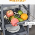 thumbnail image 2 of Grey Rolling Cart | Independent Serving Trays and Storage Drawer | Can Be Placed in Bedroom and Laundry, Smooth Casters, 2 of 5