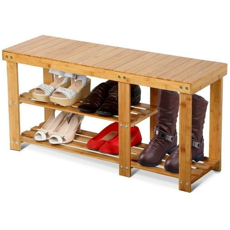 Ktaxon 2 Tier Shoe Bench Boot Organizing Rack Entryway Storage