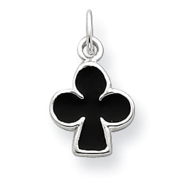 925 Argent Sterling Noir Club Collier Pendentif Breloques Jeu