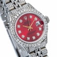 thumbnail image 4 of Pre-Owned Rolex Datejust 26MM 6916 Red Diamond Dial Diamond Bezel Stainless Steel Full Diamond Jubilee Bracelet, 4 of 9