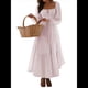 thumbnail image 3 of Vestido Bohemio Informal para Mujer, Estilo Resort, con Escote en U, Mangas Abullonadas y Corte A Rosa XL, 3 of 9
