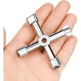 thumbnail image 1 of Llave de utilidad de 4 vías Llave de triángulo cruzado multifunción de cuatro vías Llave de gabinete eléctrico universal 4 en 1 para elevadores, gabinetes eléctricos, válvulas (plata) LingWen 9024715524546, 1 of 1
