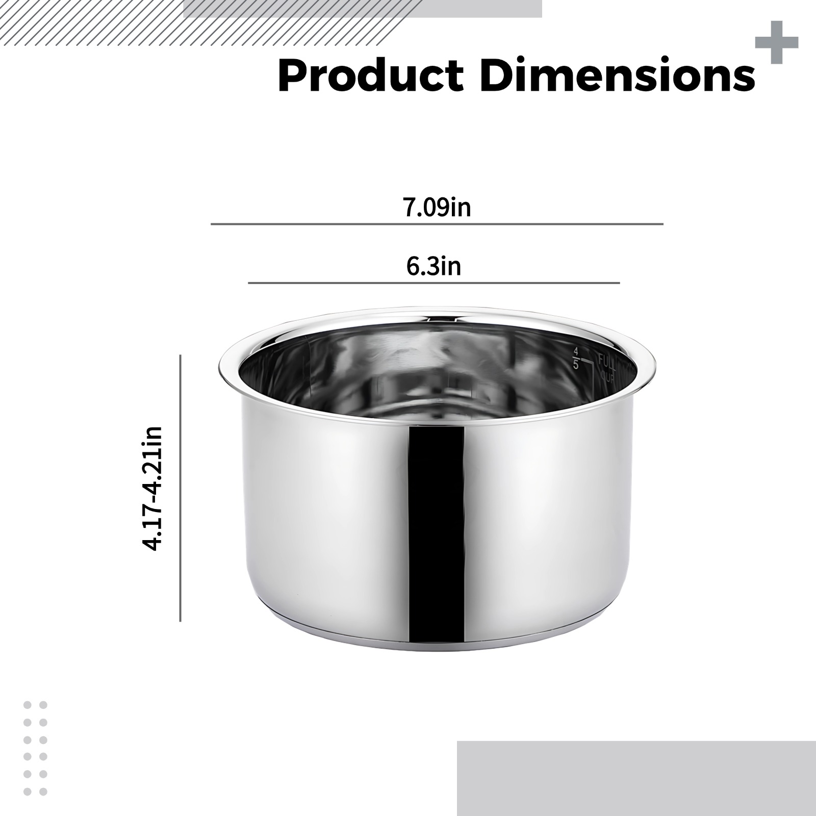 2L Stainless Steel Rice Cooker Inner Pot, 304 Stainless Steel Long-lasting and Rust-Resistant Design, Compatible with Various Cooker Models, Ideal for Home and Dorm Use