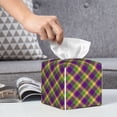 thumbnail image 6 of Susaid Mardi Gras Plaid Print PU Leather Tissue Box Cover, Square Decorative Tissue Holder, for Living Room, Bedroom, Dining-Table,Kitchen,Office,Car, 6 of 7