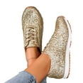 thumbnail image 5 of XILOO All-Season Glitter Sneakers for Women Lace-Up Low Top Comfort Sequins Solid Lightweight, 5 of 6