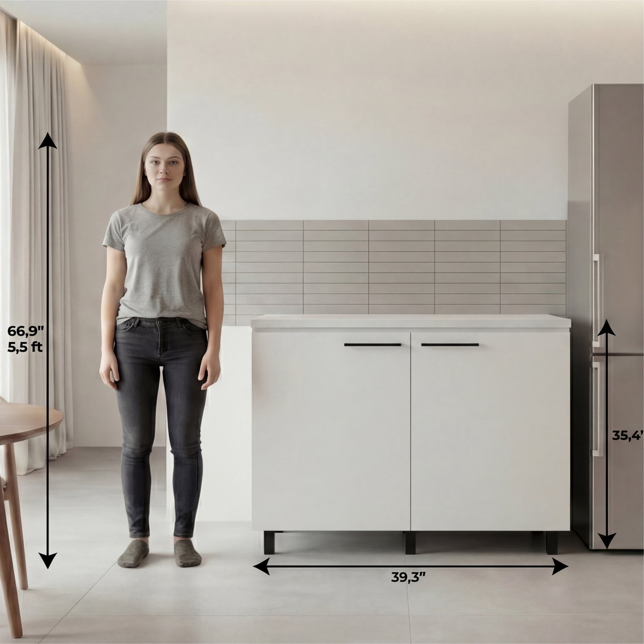 Tuhome Napoles Utility Sink with Cabinet, Stainless Steel Countertop, Interior Storage