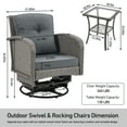 thumbnail image 5 of Patio Swivel Rocking Chairs Set, Segmart 3-Piece Outdoor 360° Rocking Patio Conversation Set with Thickened Cushions and Glass Coffee Table for Backyard, Max Weight 360 LBS, Gray, 5 of 8