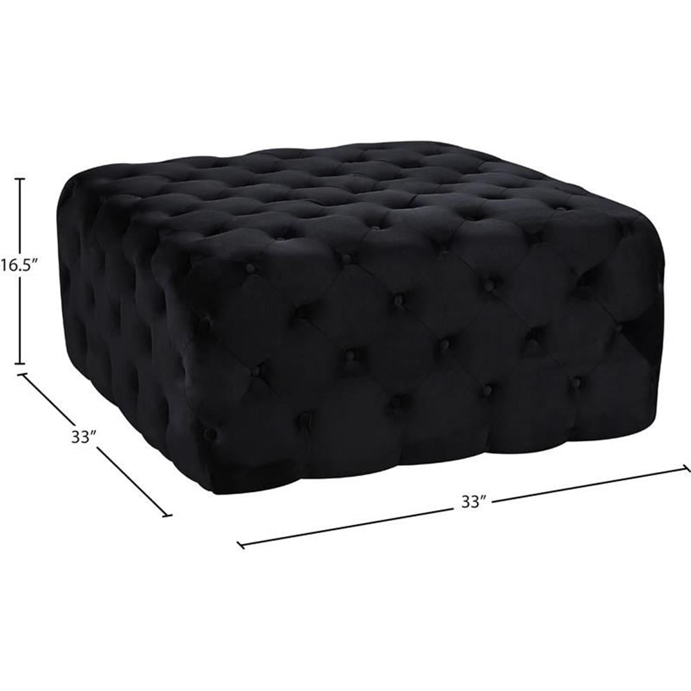 Meridian Furniture Ariel Button Tufted Black Velvet Ottoman and Bench