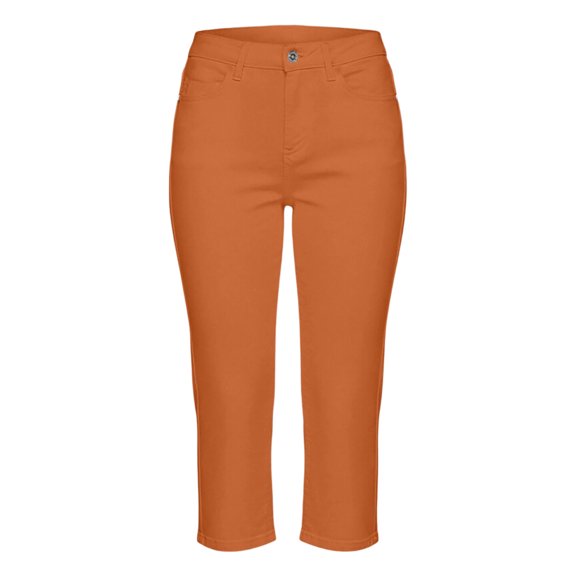 Utoimkio High Waist Button Fly Capri Pants for Women Casual Cropped Denim Style Trousers with Pockets