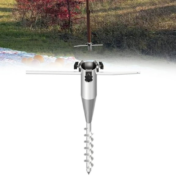 Lggsban Umbrella Sand Anchor,Heavy Duty Metal No Dig Beach Sand Ground Umbrella Anchor Stake,Windproof Strong Umbrella Screw Holder Stand for Umbrellas,Poles,Metal,Silver,1PC