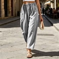 thumbnail image 5 of Htrmlpk Women Plus Size Wide-Leg Pants Elastic Waist Summer Athletic Workout Trousers Drawstring Full Length Active Pants with Pocket, 5 of 7