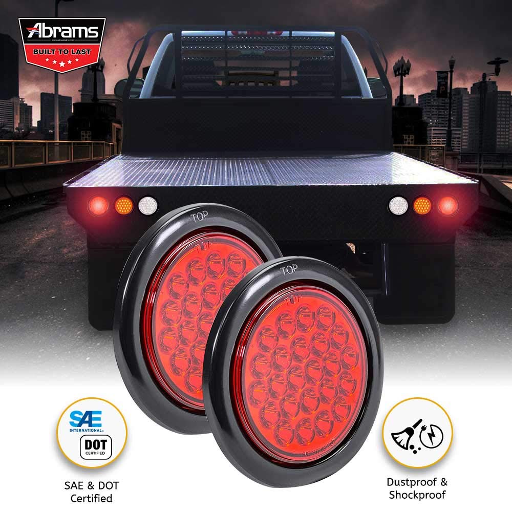 4 Inch Red Led Stf9 Trailer Tail Light - Round Stop Brake Turn Lights 