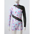 thumbnail image 5 of YEAHDOR Girls Long Sleeve Gymnastics Jumpsuit Colorful Prints Biketard Dancewear Colorful Blue 10, 5 of 7