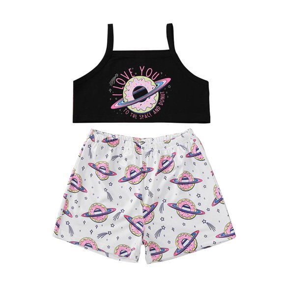 IROINNID Toddler Girl's Stylsh Sling Vest Tops With Comfy Shorts Suit