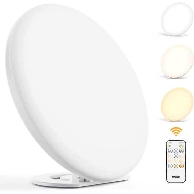 Bright Solar Lamp 13,000 Lux FASCARE UV-Free LED Solar Lamp with 5 Brightness Levels/3 Color Temperatures/4 Timers Remote Controlled Daylight Lamp with Memory Function for Home Office